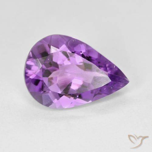 Ametista Viola medio naturale da 4.22 ct, Forma a pera, VVS-VS