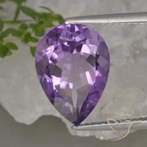 Ametista Viola medio naturale da 4.62 ct, Forma a pera, VVS