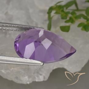 Ametista Viola medio naturale da 4.62 ct, Forma a pera, VVS