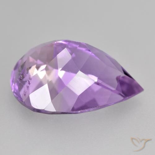 Ametista Viola violaceo intenso naturale da 4.66 ct, Forma a pera, VVS