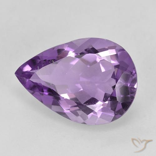 Ametista Viola medio naturale da 4.09 ct, Forma a pera, VVS-VS
