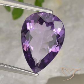 Ametista Viola-Rosa Medio naturale da 4.13 ct, Forma a pera, VVS
