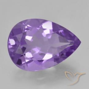 Ametista Viola medio naturale da 4.39 ct, Forma a pera, VVS