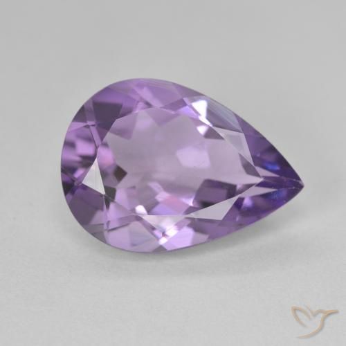 Ametista Viola medio naturale da 4.48 ct, Forma a pera, VVS
