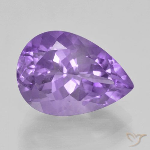 Ametista Viola medio naturale da 5.06 ct, Forma a pera, VVS