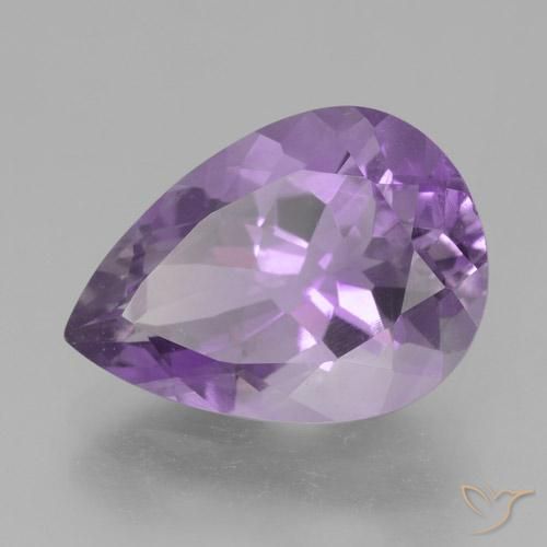 Ametista Rosa viola medio naturale da 4.63 ct, Forma a pera, VVS