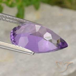 Ametista Viola medio naturale da 4.23 ct, Forma a pera, VVS