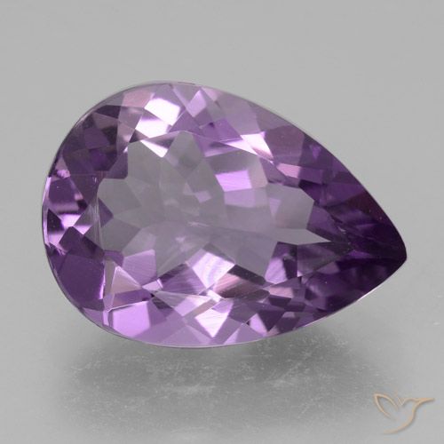 4.09ct Naturale Viola medio Ametista, Forma a pera, VVS
