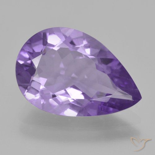 Ametista Viola medio naturale da 4.27 ct, Forma a pera, VVS