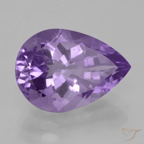 Ametista Viola medio naturale da 4.70 ct, Forma a pera, VVS