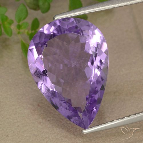 Ametista Viola medio naturale da 6.41 ct, Forma a pera, VS