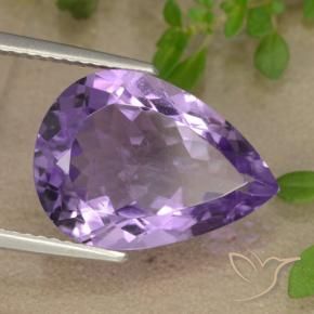 Ametista Viola medio naturale da 6.41 ct, Forma a pera, VS