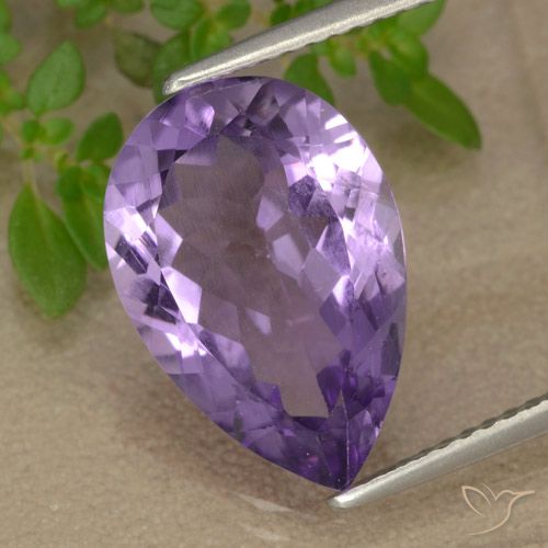 5.04ct Naturale Viola violaceo medio-chiaro Ametista, Forma a pera, VS