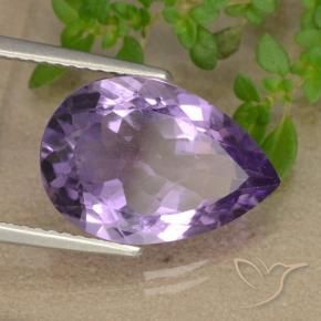 Ametista Viola violaceo medio-chiaro naturale da 5.04 ct, Forma a pera, VS