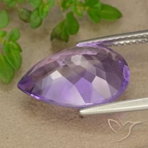 Ametista Viola violaceo medio-chiaro naturale da 5.04 ct, Forma a pera, VS