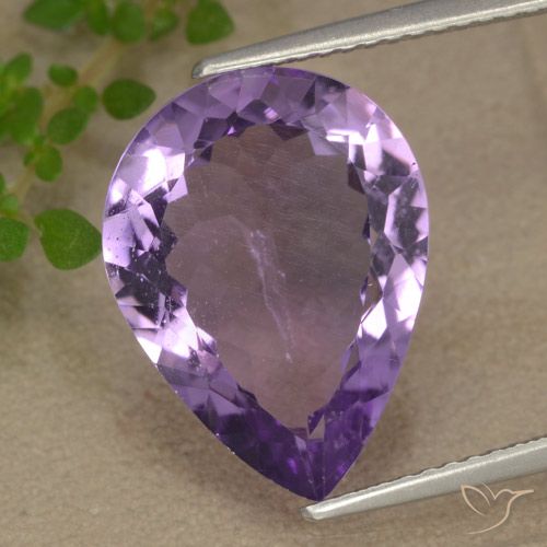 5.84ct Naturale Viola violaceo medio-chiaro Ametista, Forma a pera, VS