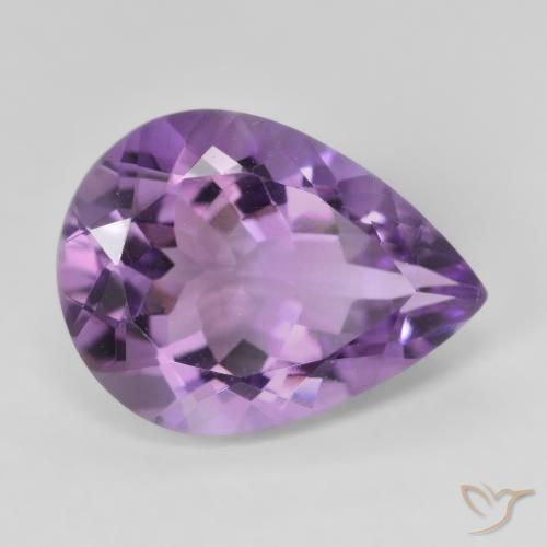 Ametista Medium Light Purplish-Violet naturale da 6.68 ct, Forma a pera, VVS-VS
