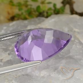 Ametista Viola medio naturale da 7.21 ct, Forma a pera, VS