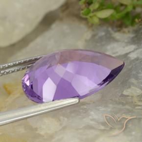 Ametista Melanzane Viola naturale da 5.78 ct, Forma a pera, VVS-VS