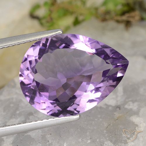 6.94ct Naturale Viola violaceo medio-chiaro Ametista, Forma a pera, VVS-VS