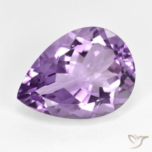Ametista Viola violaceo medio-chiaro naturale da 7.32 ct, Forma a pera, VVS-VS