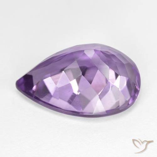 Ametista Viola violaceo medio-chiaro naturale da 7.32 ct, Forma a pera, VVS-VS