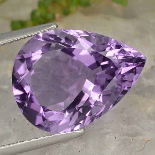 7.60ct Naturale Viola violaceo medio-chiaro Ametista, Forma a pera, VVS-VS