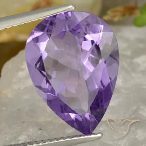 Ametista Viola violaceo medio-chiaro naturale da 6.32 ct, Forma a pera, VVS-VS