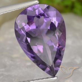 Ametista Viola medio naturale da 4.52 ct, Forma a pera, VVS-VS