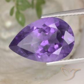 Ametista Viola scuro naturale da 4.72 ct, Forma a pera, VS