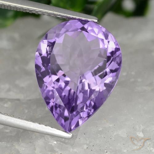 Ametista Viola medio naturale da 7.08 ct, Forma a pera, VVS-VS