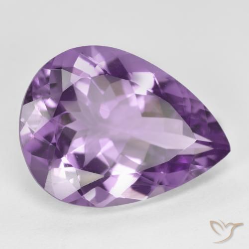 Ametista Viola violaceo medio-chiaro naturale da 6.22 ct, Forma a pera, VVS-VS