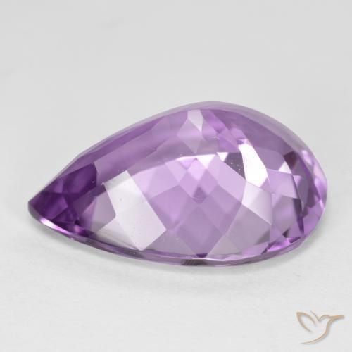 Ametista Viola violaceo medio-chiaro naturale da 6.22 ct, Forma a pera, VVS-VS