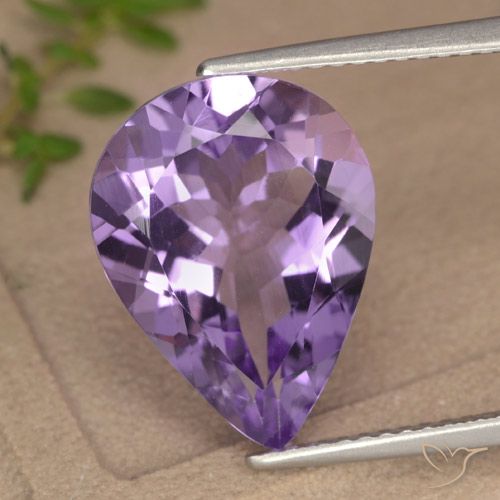 6.07ct Naturale Viola violaceo medio-chiaro Ametista, Forma a pera, VVS-VS