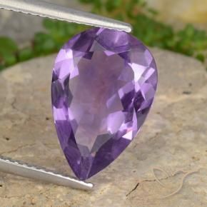 Ametista Viola medio naturale da 4.52 ct, Forma a pera, VVS-VS