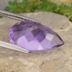 Ametista Viola medio naturale da 4.52 ct, Forma a pera, VVS-VS