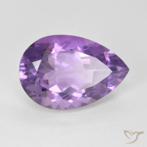 Ametista Viola medio naturale da 5.41 ct, Forma a pera, VVS-VS