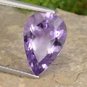 Ametista Viola medio naturale da 6.34 ct, Forma a pera, VVS-VS