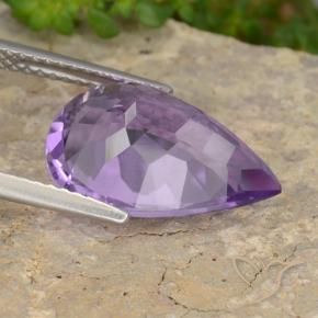 Ametista Viola medio naturale da 6.34 ct, Forma a pera, VVS-VS