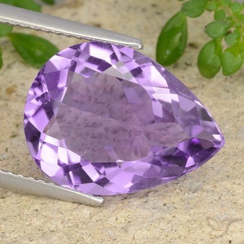 6.43ct Naturale Viola medio Ametista, Forma a pera, VVS-VS