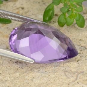 Ametista Viola medio naturale da 6.43 ct, Forma a pera, VVS-VS