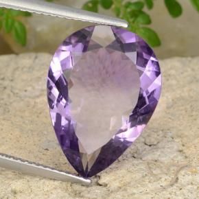 Ametista Viola violaceo medio-chiaro naturale da 7.66 ct, Forma a pera, VS