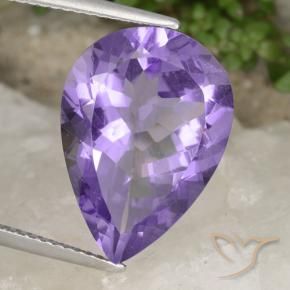 Ametista Viola medio naturale da 8.52 ct, Forma a pera, VVS-VS
