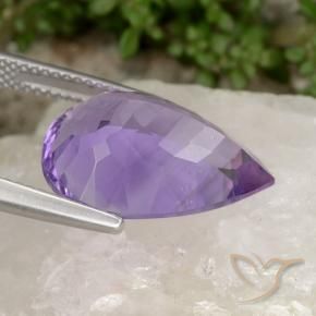 Ametista Viola medio naturale da 8.73 ct, Forma a pera, VVS-VS