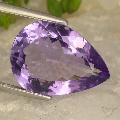 8.70ct Naturale Viola violaceo medio-chiaro Ametista, Forma a pera, VVS-VS