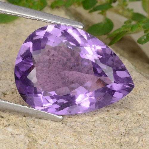 6.55ct Naturale Viola medio Ametista, Forma a pera, VVS-VS