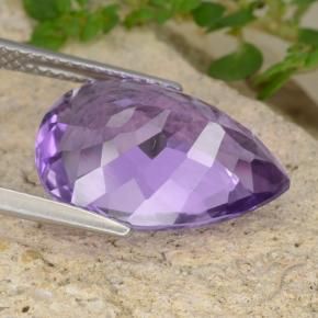 Ametista Viola medio naturale da 6.55 ct, Forma a pera, VVS-VS