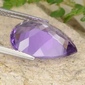 Ametista Viola medio naturale da 6.63 ct, Forma a pera, VVS-VS