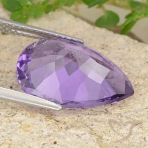 Ametista Viola medio naturale da 6.33 ct, Forma a pera, VVS-VS