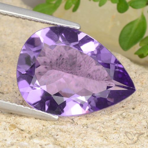 5.76ct Naturale Colore viola intenso Ametista, Forma a pera, VVS-VS